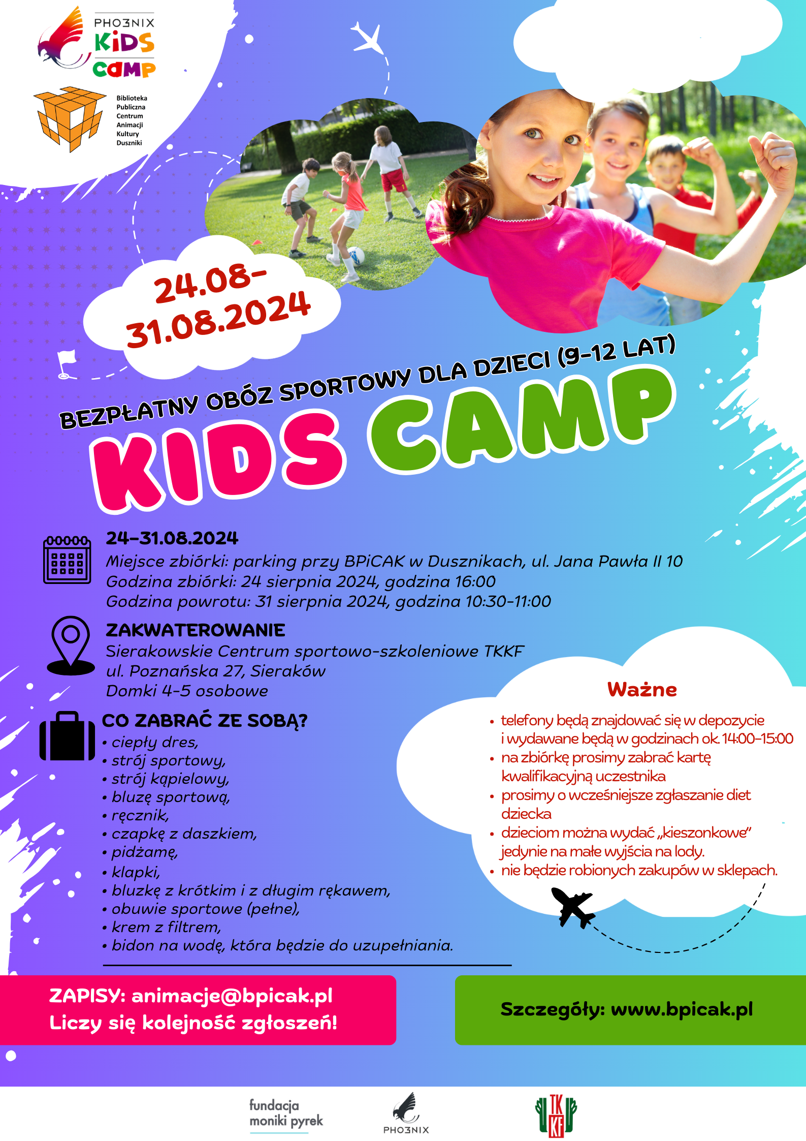 Plakat obozu dla dzieci KIDS CAMP